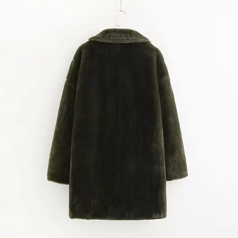 ZA зимнее плюшевое теплое пальто Европейская и американская Женская мода утепленное бархатное не ворсистое тонкое пальто