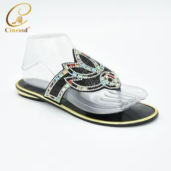 

New Womens Dress Sandals 2020 Nigerian Women Party Shoes Decorated with Rhinestone Slip on Shoes for Women Elegant Wedding