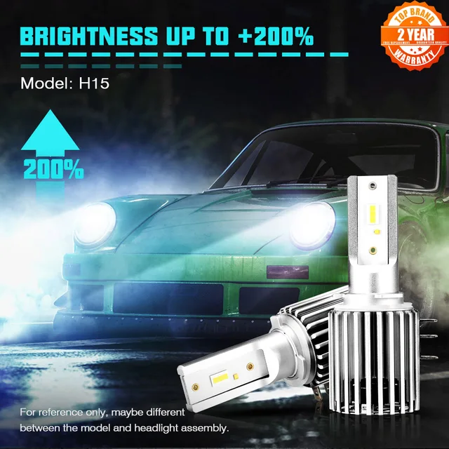 $US $51.51 NOVSIGHT Car H15 LED Bulb Headlight 60W 10000LM Wireless Car Headlight Lamp Conversion Driving Light 6500K White For VW Audi