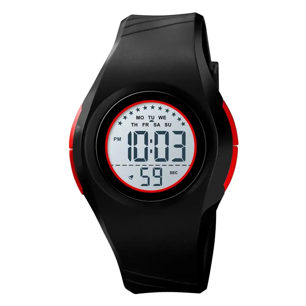 SKMEI Часы Детские Водонепроницаемые для мальчиков и девочек светодиодный цифровые спортивные часы пластиковые детские повседневные часы с будильником и датой выберите подарок для детей - Цвет: RED