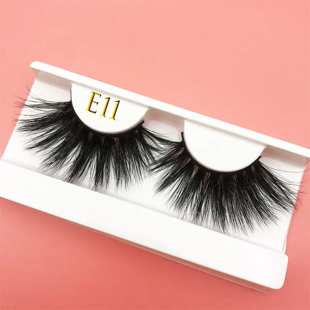 25mm E06 MIKIWI 100% handmade natural  thick  Eye lashes wispy makeup extention tools 3D mink hair volume soft false  eyelashes E11 with tray