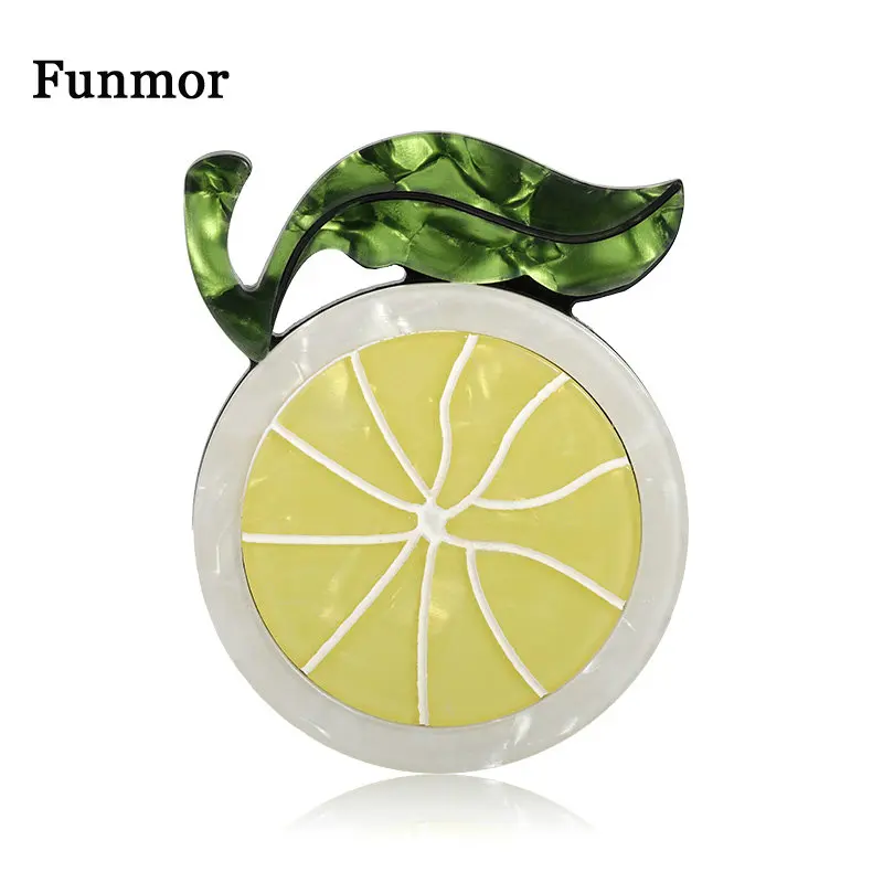 Funmor трендовая брошь с лимоном, акриловые булавки с фруктами для женщин и девочек, украшение для ежедневного праздника, аксессуары, украшения для сумки с отворотом