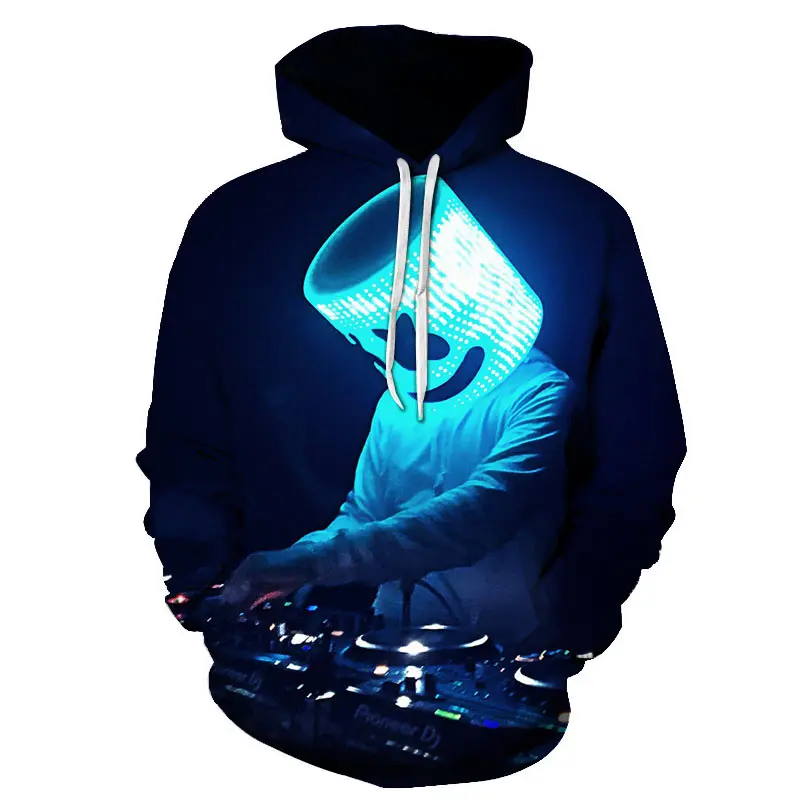3D печать Новые мужские и женские модные толстовки marshmello электрическая толстовка с капюшоном для ди-Джея Мужская Повседневная Толстовка