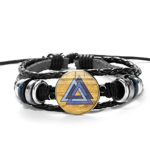 Style 3 SONGDA Viking Valknut кожаный браслет скандинавские руны винтажный славянский норвежский символ высокого качества стеклянный круглый драгоценный камень браслет - Окраска металла: Style 3