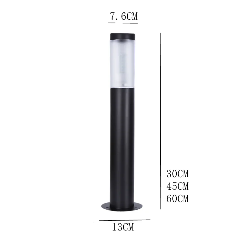 Garden Light Black Silver Stainless Steel Led Outdoor Lawn Lamp Bollard Light Pathway Wateproof Garden Lamp Grassplot Landscape Lawn Light