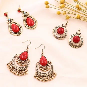 

SONDR free shipping Three pairs Retro fashion earring set Fringed drop-shaped earrings earrings