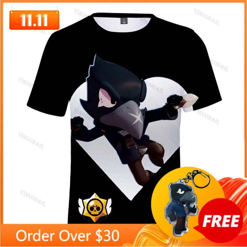 

Boys Girls Cartoon Tshirt Tops Teen Clothes Browlings Star 3 To 14 Years Spike Kids T-shirts Shooting Game 3D Printed Shirts