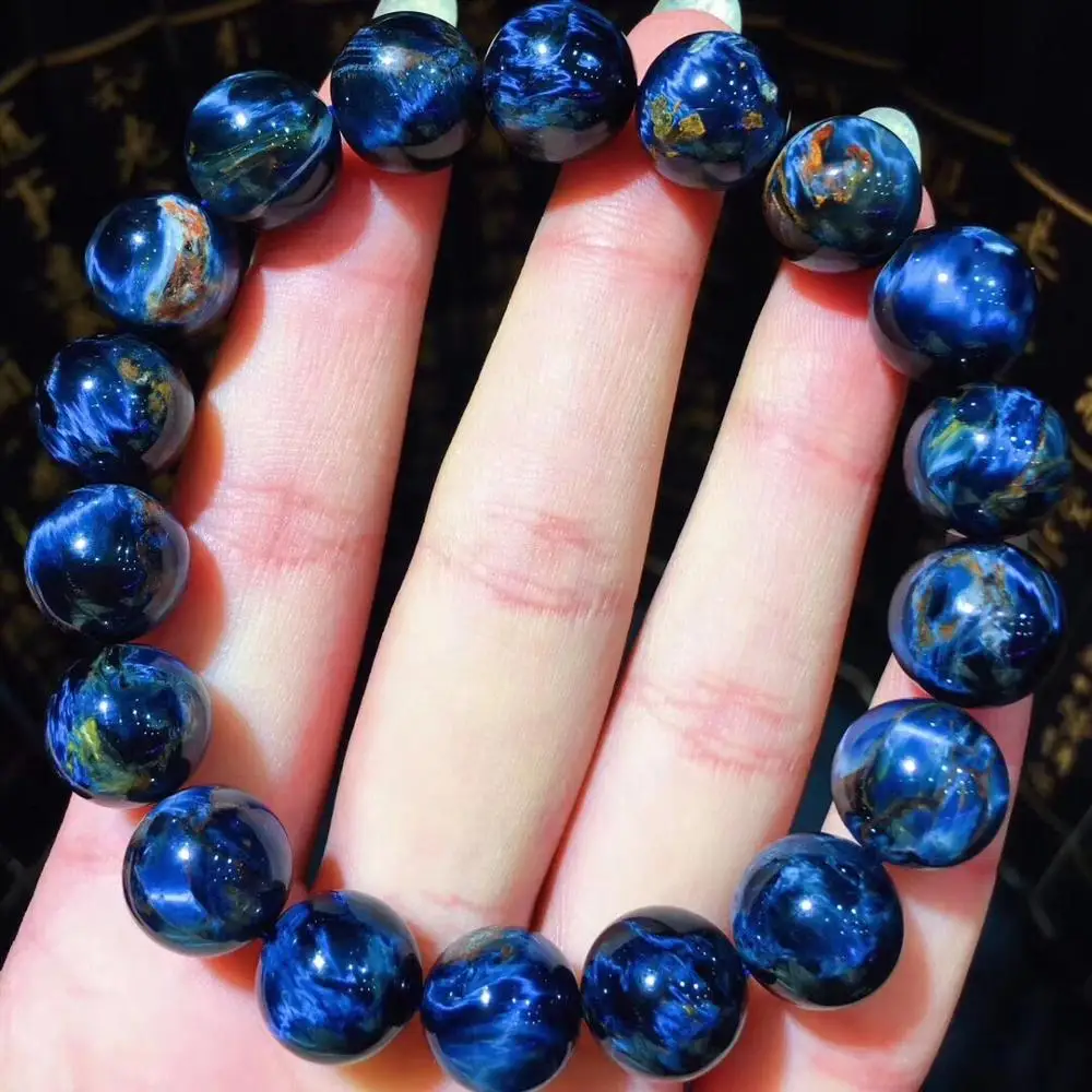 

Top 11.5mm Natural Blue Pietersite Bracelet For Woman Man Crystal Namibia Strong Firework Round Beads Energy Stone Jewelry AAAAA