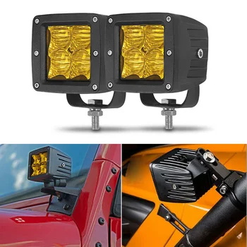 

Set LED Work Light Accessories Truck Flood Waterproof Replacement Amber 3000K