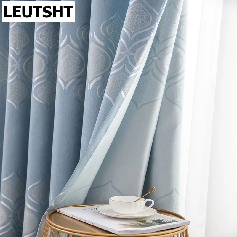 2021 Modern Curtains for Living dining Room Bedroom Minimalist Light Luxury Jacquard Study Balcony Window Curtains Custom