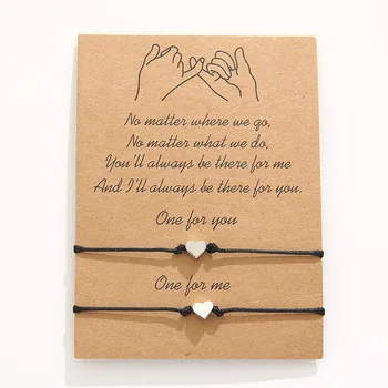 

Heart-shaped Bracelets Simple Wax Thread Hand-woven Blessing Bracelet Couple Friendship Card Bracelet Gift Pulseras