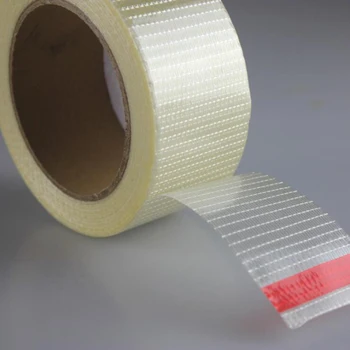 

50M Mesh fiber Fiberglass Tape, Transparent Filament Reinforced Strapping Tape for Heavy Duty Packing and Bundling