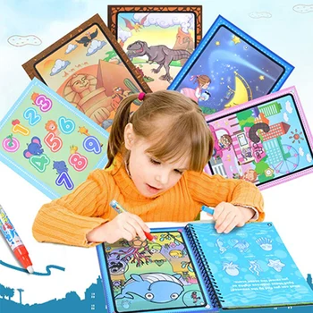 

Kids Magic Water Drawing Book Pen Coloring Mat Set Montessori Doodle Painting Books Board For Children Toys Birthday Gift