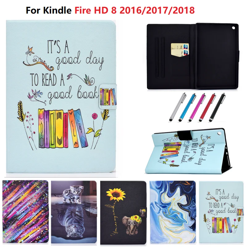 Чехол для Amazon Kindle Fire HD 8 2018 2017 2016 электронная книга Fundas чехол &quotкожаный задней