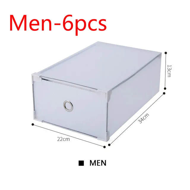 Men-6pcs Штабелируемый пластиковый ящик для хранения обуви Потяните тип прозрачный ящик для шкафа коробка для обуви разное отделка флип-бокс Органайзеры для хранения - Цвет: Men-6pcs