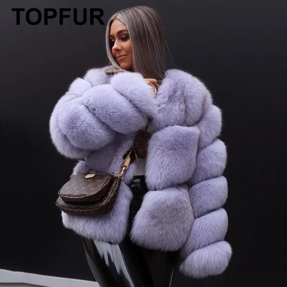 Женское пальто TOPFUR серое из натуральной кожи размер Pluse|Шубы и дубленки| |