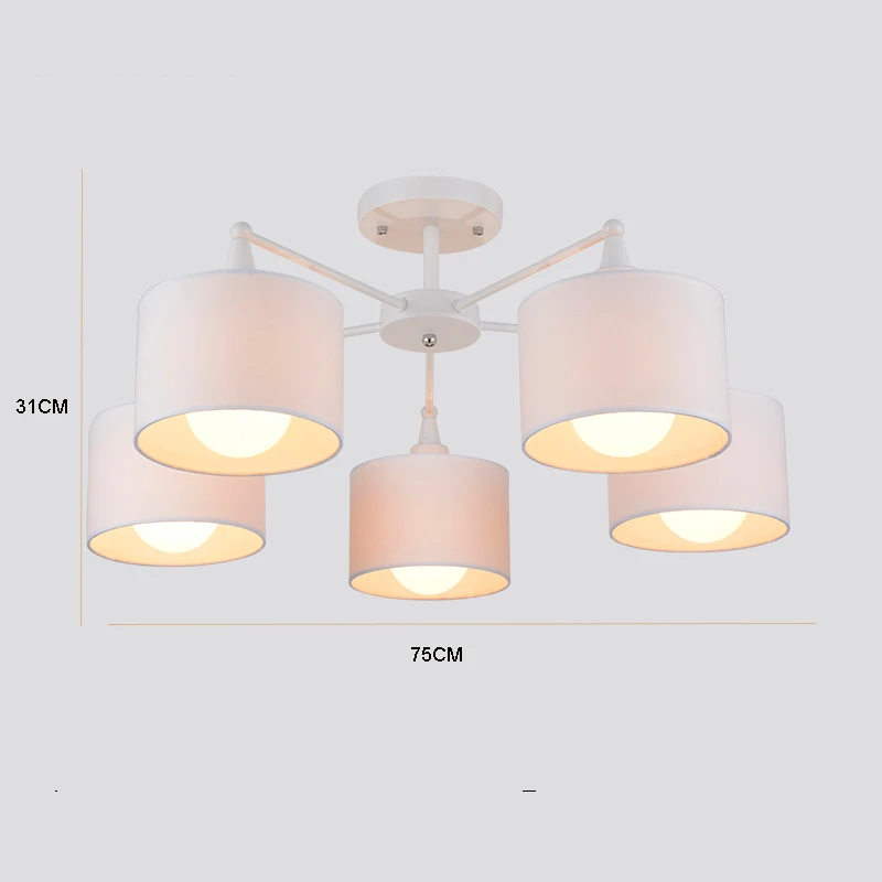 White 5 Lights Современный светодиодный светильник-люстра для кабинета, гостиной, спальни, ресторана, скандинавского внутреннего декора, лофт, кафе, бара, подвесной светильник, светильник - Цвет абажура: White 5 Lights