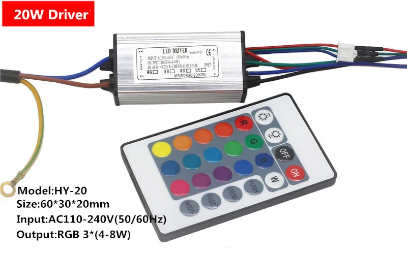 Светодиодный драйвер постоянного тока водонепроницаемый IP67 10 Вт 20 Вт 30 Вт 50 Вт 100 Вт крепление RGB драйвер светодиодный трансформатор AC110V-240V вход