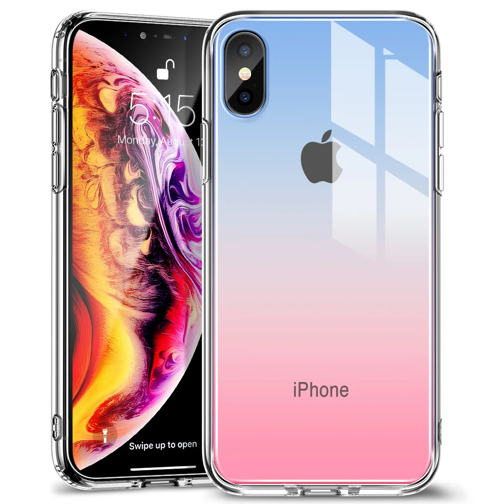 ESR чехол из закаленного стекла для iPhone 11 Pro X XR XS Max противоударный защитный чехол зеркальный чехол для Apple iPhone айфон 11 - Цвет: Red and Blue