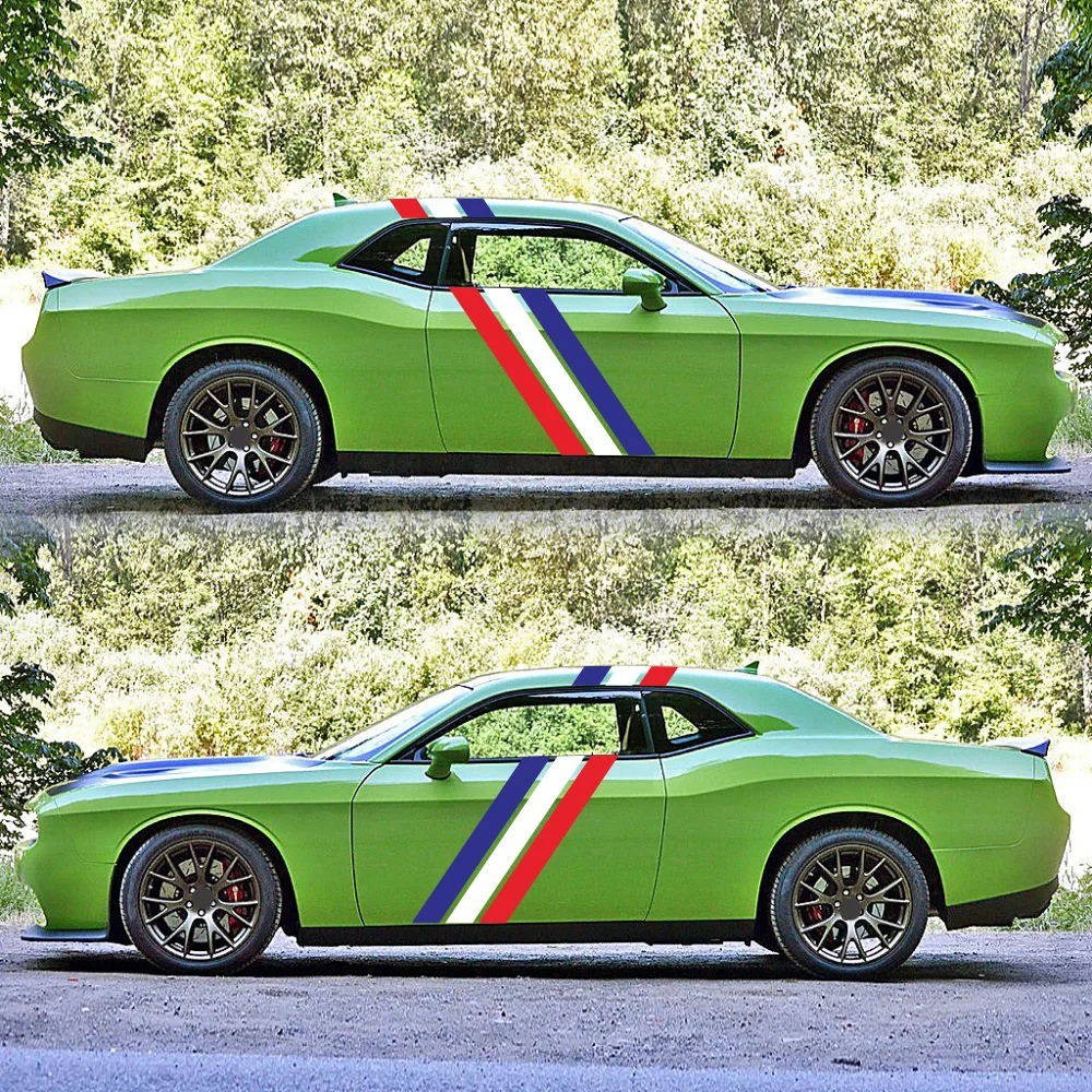 

6PCS Car Side Stripe Sticker Auto Vinyl Wrap Sticky Racing Decals 160cm X 12cm
