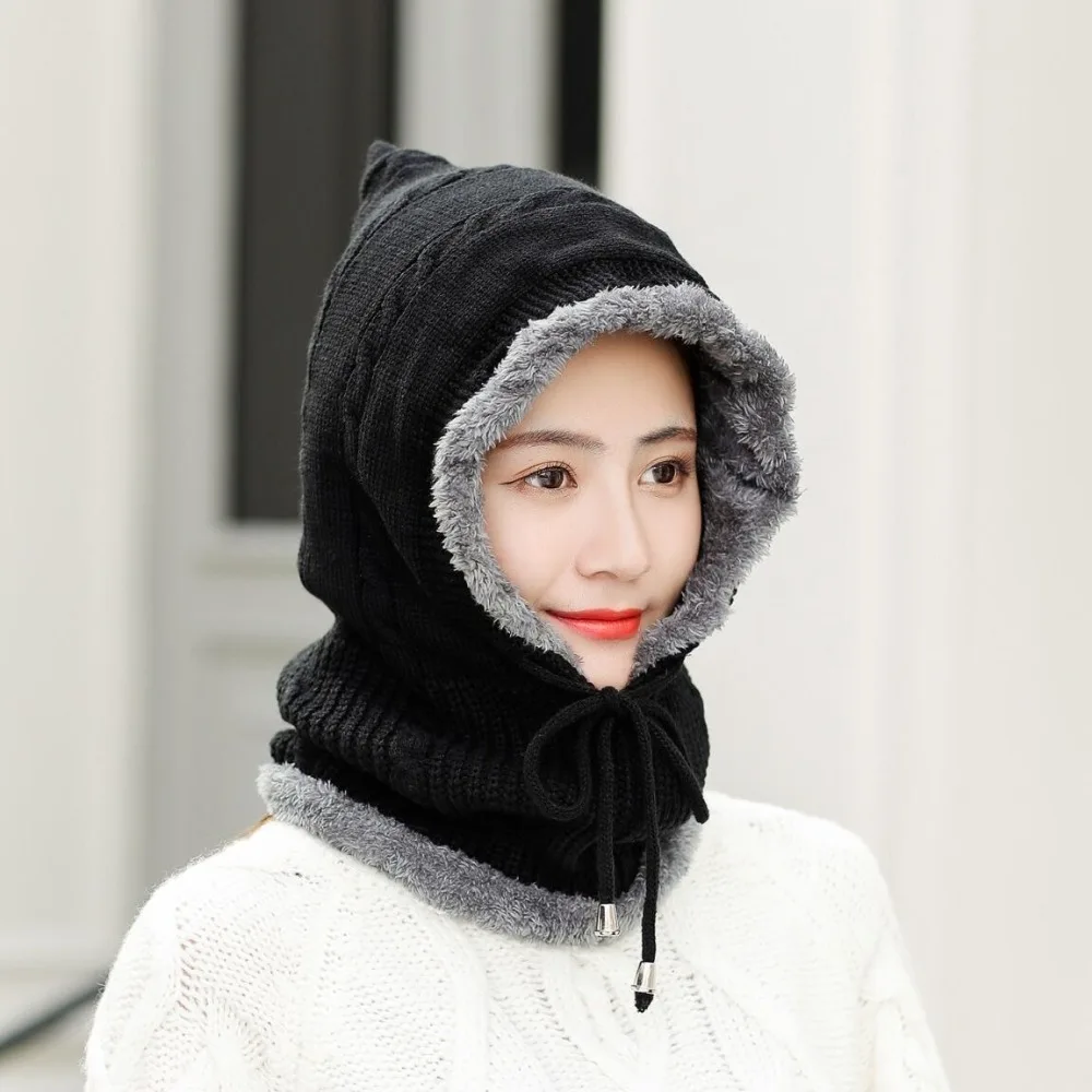 Зимняя вязаная шапка бини женский шарф Skullies Beanies Зимние шапки для мужчин женские шапки Gorras Bonnet маска брендовые шапки
