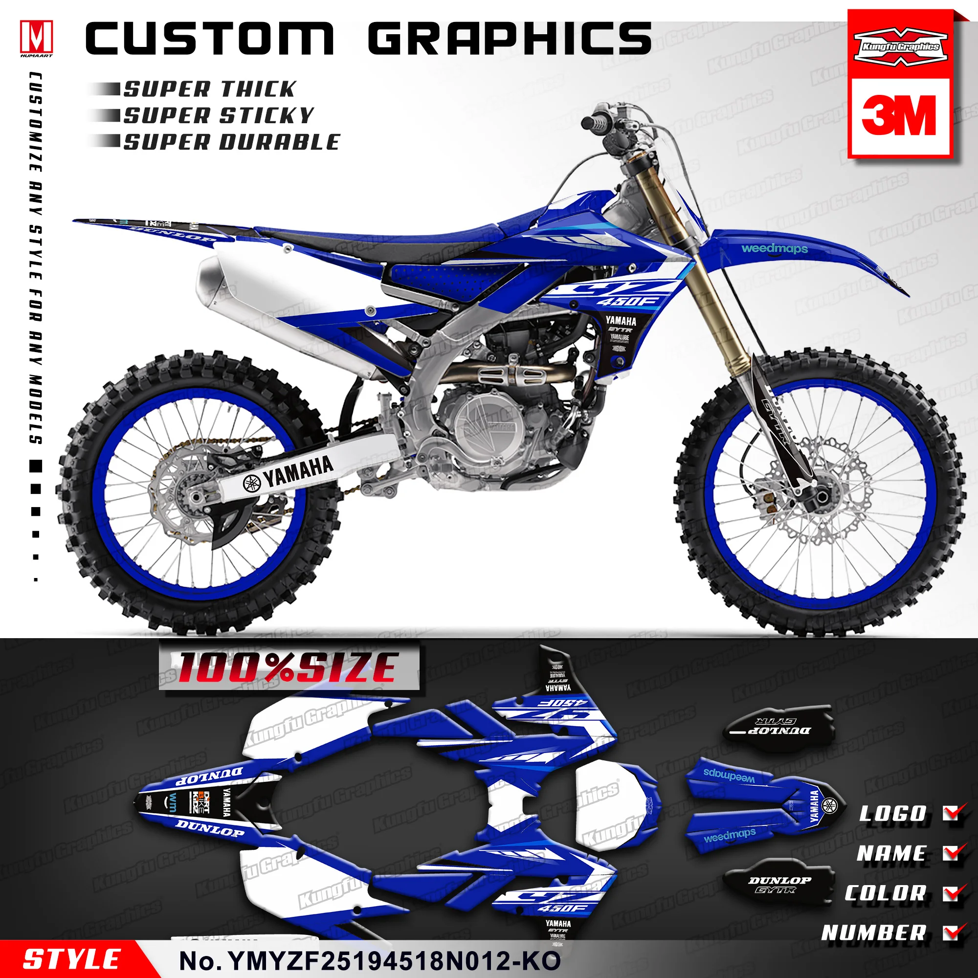 Графические наклейки для велосипеда KUNGFU наклейка мотокросса YZ450F YZ 250F 450F 2018 2019 2020