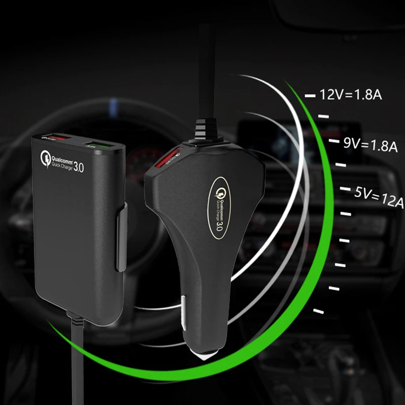 QC 3,0 быстрое автомобильное зарядное устройство 4 USB порта мульти Зарядка для iPhone Xs samsung S9 S8 универсальные автомобильные быстрые Зарядные устройства адаптер