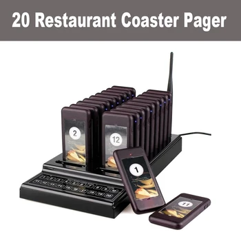 

Wireless Calling Pagers System Restaurant Paging Queue System 20 Buzzers Receivers Pagers for restaurant queuing Food Church