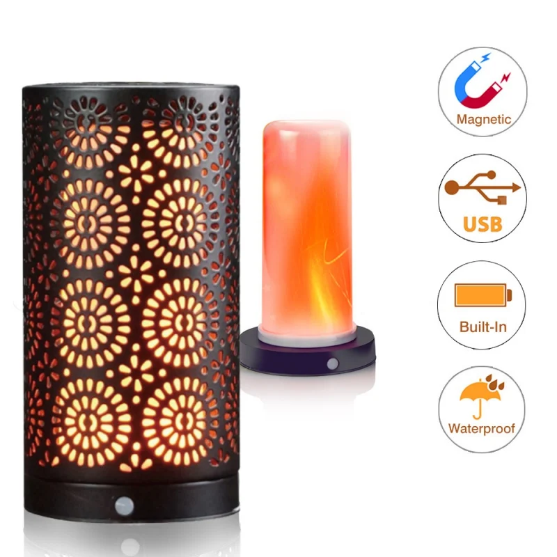 

2019 Magnetic LED Flame Effect Light USB Charge Upside Down Fake Fire Table Lamp Holiday Fairy Light Party Home Decor Lamps