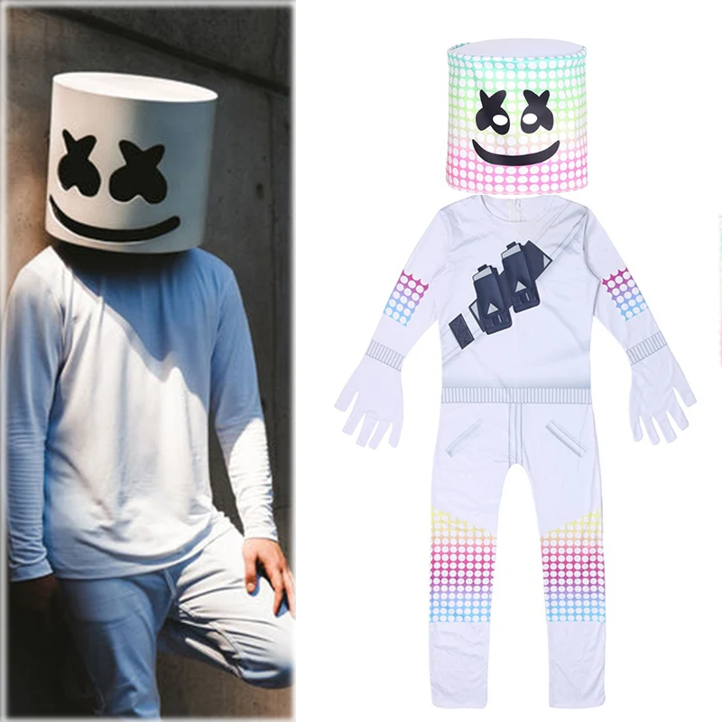 

Famous DJ Marshmellow Cosplay child Headgear Coverall Suit Ice fabric child Party show clothing