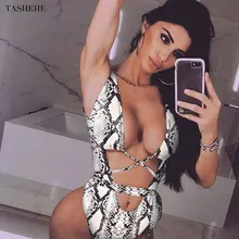2019 женский купальник со змеиным рисунком сдельный с высокой