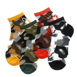 Thin Glass Stockings Fashion Color Matching Spring and Summer Trendy Socks Transparent Crystal Silk Ultrathin Couple Socks
