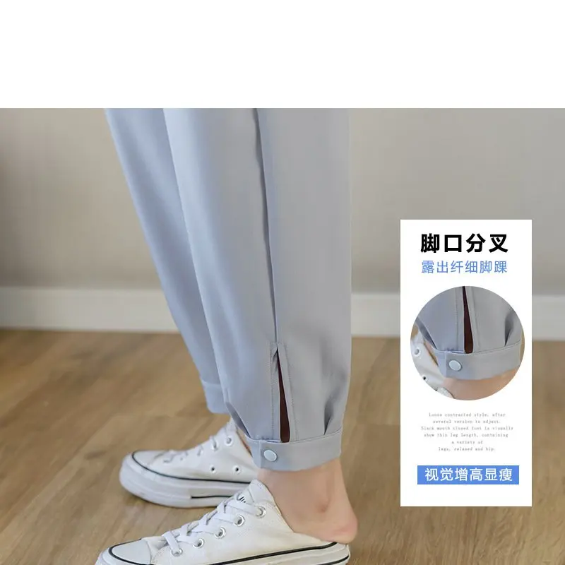 Chiffon Thin Summer Maternity Ankle Pants Fashion Split Button Design Clothes For Pregnant Women Pregnancy Casual Harem Trousers 6