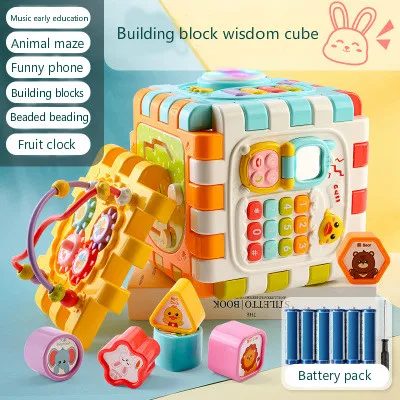 Детский Шестигранник, игрушка, От 0 до 1 года, Детский Музыкальный барабан, раннее образование, головоломка, форма, совпадающая, строительный блок, Шестигранник, дом - Цвет: A2 Ordinary Edition