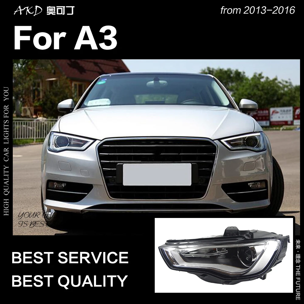 AKD автостайлинг для A3 фар 2013 2016 обновленный S3 все светодиодный ные фары DRL Hid