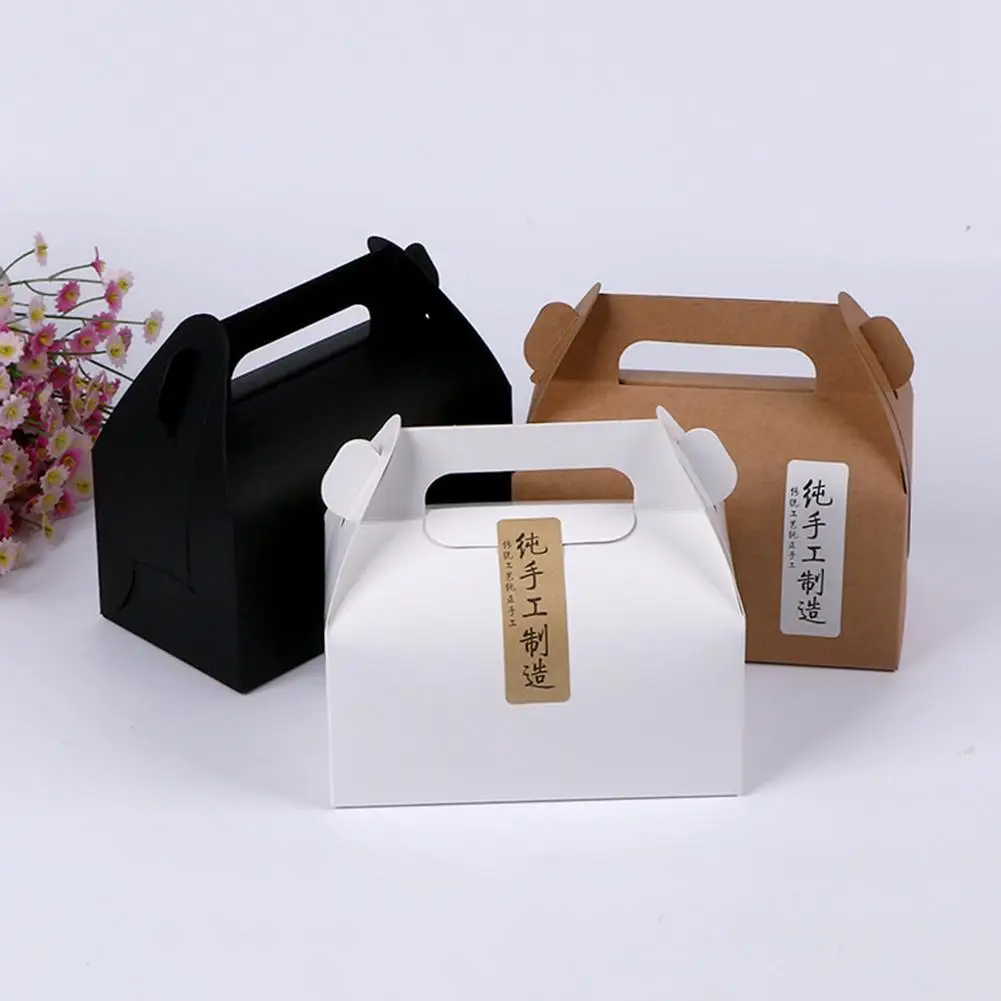 

Portable pastry box baking packaging mousse tart box handmade nougat food takeaway packaging box
