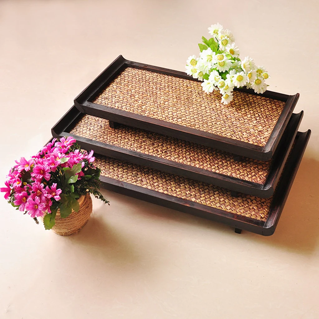 Vintage Bamboo Home Food Tea Serving Dinner Fruit Trays Rectangular Choices of 3 Sizes