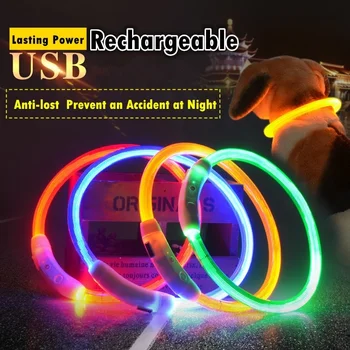 

Rechargeable Flashing Night Dog Collars USB luminous Adjustable Pet Collar Led Light Charging Cat Glowing Teddy Flash Collar