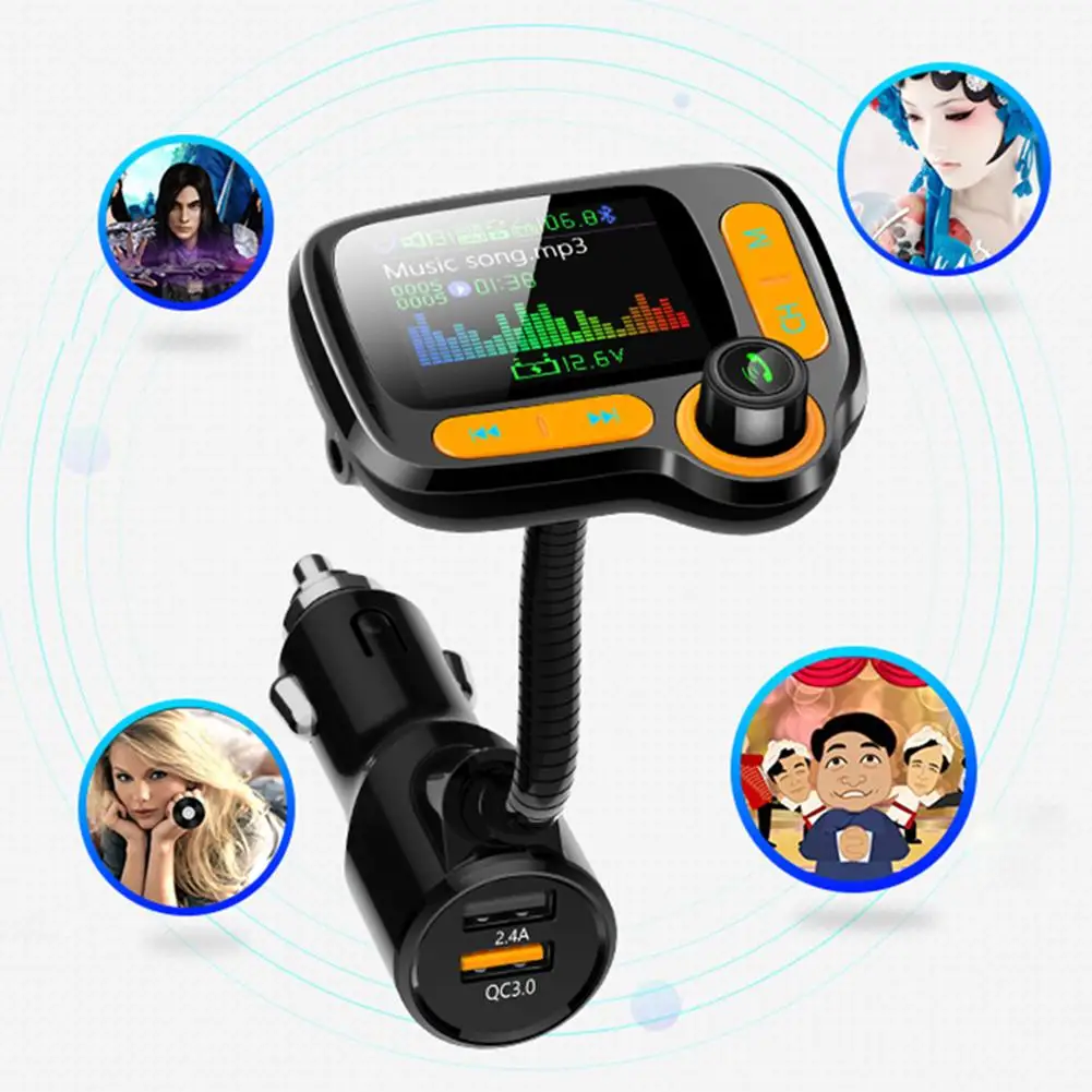 Автомобильный mp3 плеер Bluetooth 5,0 автомобильный комплект громкой связи fm-передатчик QC3.0 USB быстрое зарядное устройство TF AUX аудио приемник прикуриватель