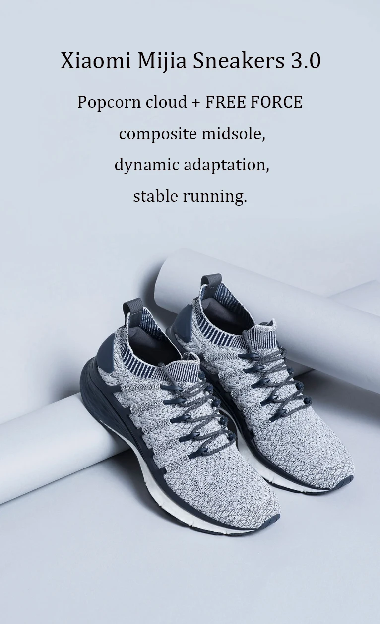 Последние Xiaomi Mijia кроссовки 3 мужские кроссовки Uni-moulding 3D Fishbone Lock system Трикотажный верх Нескользящая спортивная обувь