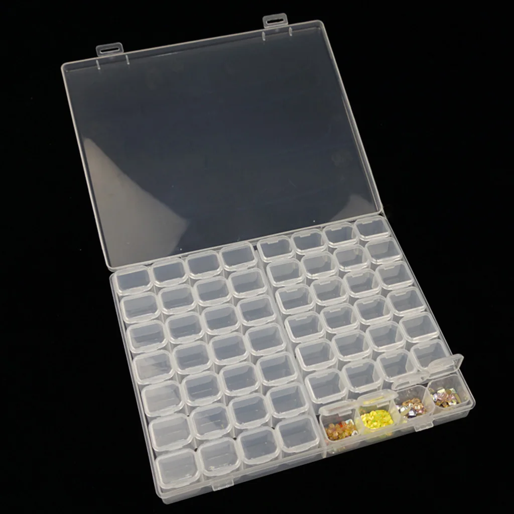 Plastic Cute Clear Storage Box with 56 Grids Jewelry Nail Art Pill Beads Mini Case Jewelry Display