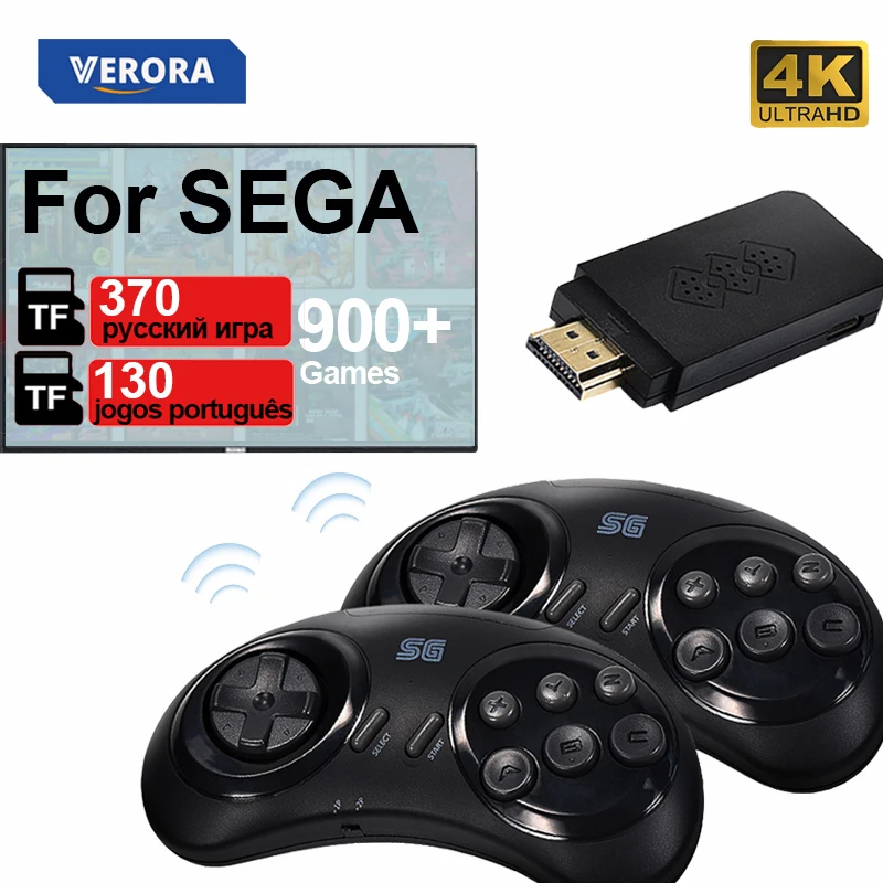 16-битная Беспроводная консоль VERORA для SEGA Genesis RU Game Stick HDMI-совместимая