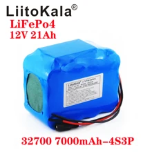 LiitoKala Paquete de batería 32700 Lifepo4, 4S3P, 12,8 V, 21Ah, con 4S, 20A, Máximo, 60A, BMS equilibrado, para barco eléctrico, sin interrupción