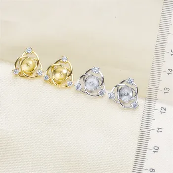 

Trendy Pearl Earrings Accessories 925 Silver Plating Earrings Findings Dangle Earring Jewelry Parts Fittings Mountings DIY Gift