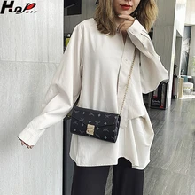 Новая мода корейская печать цепочка замок конверт сумка Классическая Ретро длинная ручная сумка маленькая сумка через плечо диагональная посылка