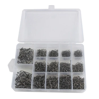 

1800 Pcs/Box Fishing Jig Hooks Stuff High Carbon Steel Catfish Circle Hooks Mixed Size Barbed Hook Tackle for Saltwater