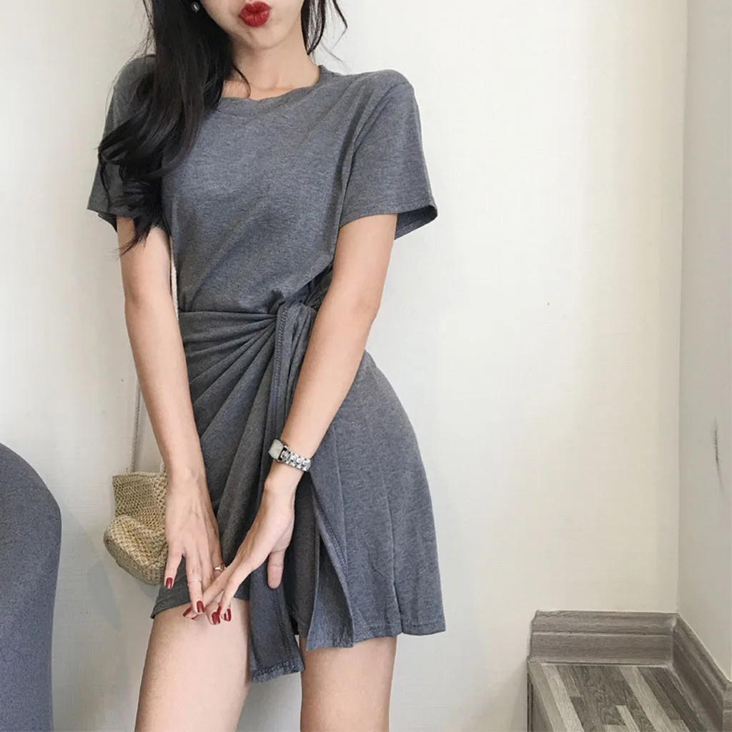 Jaycosin Romance Elegant Mini Dresses Women 2020 Summer O Neck Solid Ladies Street Beach Leisure Vacation Short Dresses Mujer227