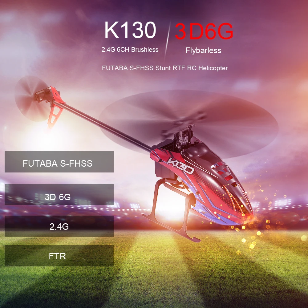 

WLtoys XK K130-B RC Helicopter with Brushless Motor 3D6G Flybarless S-FHSS Stunt Helicopter 3 Battery Remote Controller for Kids