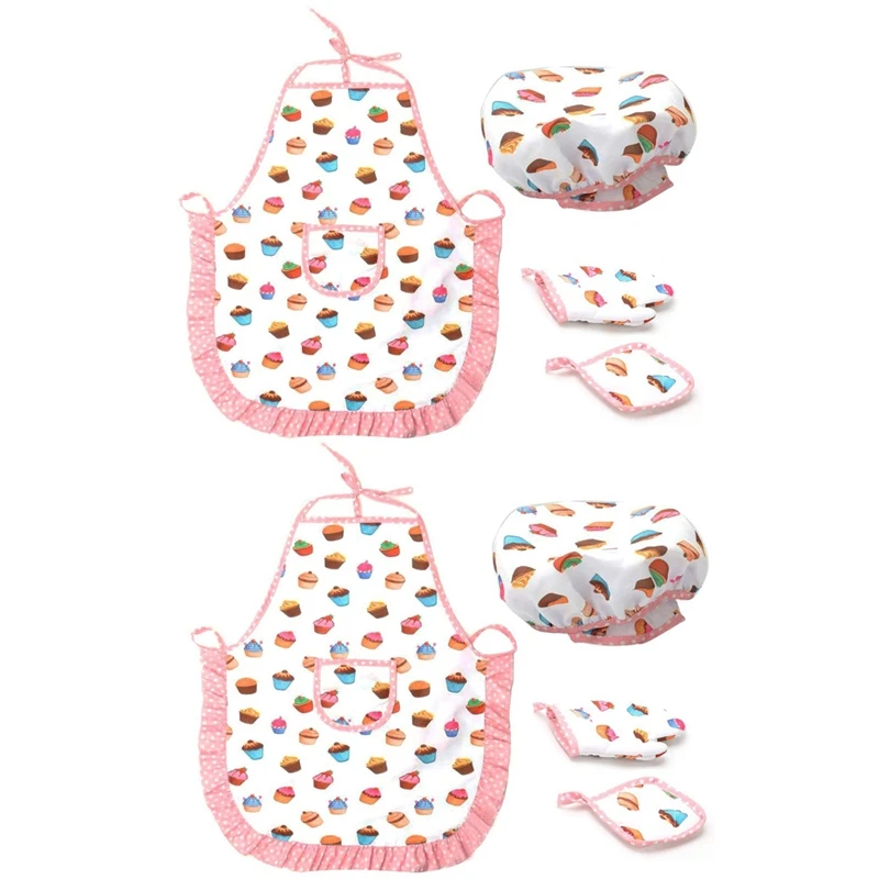 Hot YO-8Pcs Kids Cooking and Baking Set Includes Apron for Little Girls Chef Hat Toddler Dress Up | Дом и сад