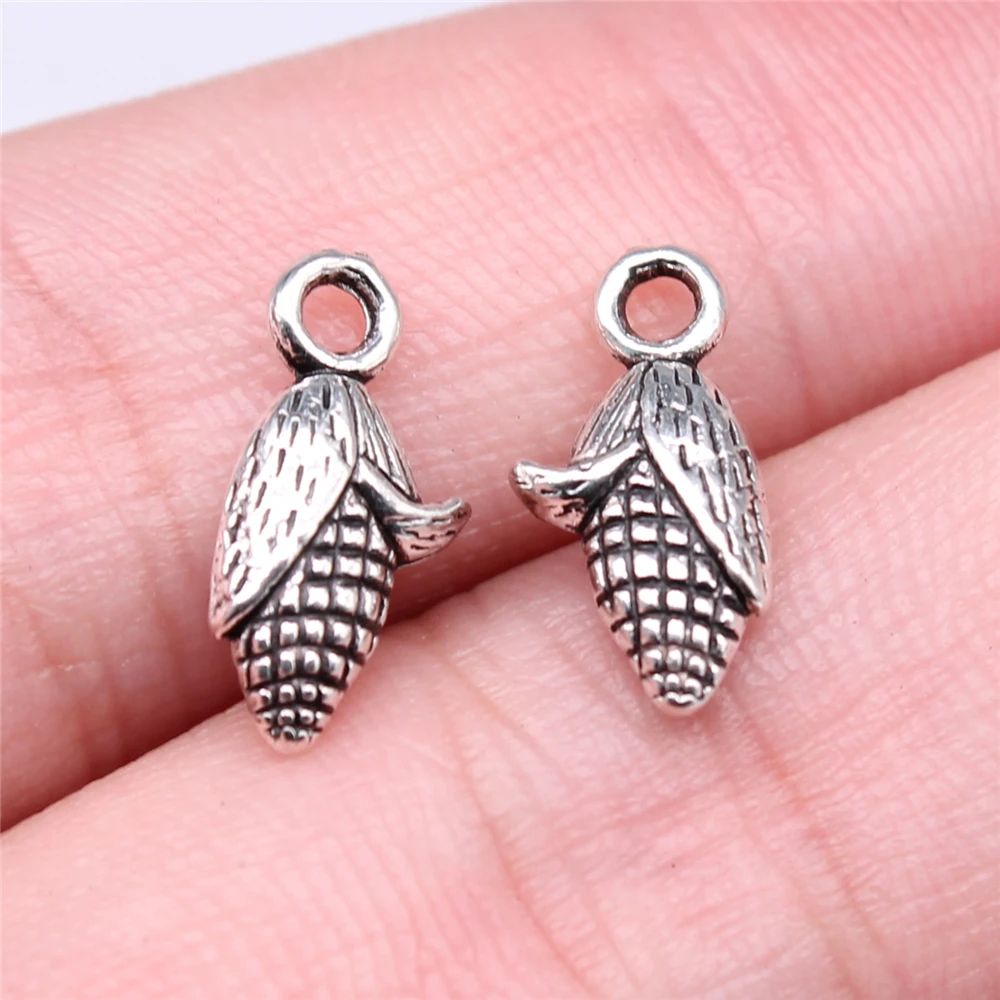 

WYSIWYG 20pcs 15x7mm Corn Charms For DIY Jewelry Making Antique Silver Color Zinc Alloy Charms Pendant Jewelry Findings
